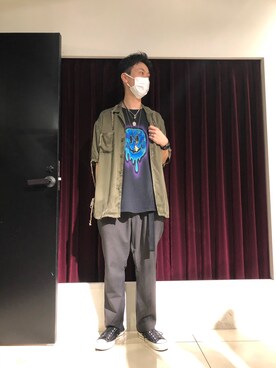 「ISAMU KATAYAMA BACKLASH（イサムカタヤマバックラッシュ）のアイテム（シャツ/ブラウス）」を使った、izakazuさん（メンズ・178cm）の夏コーディネート