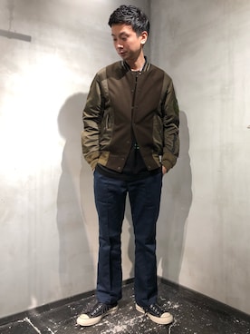 「アイテム（スタジャン）」を使った、izakazuさん（メンズ・178cm・30代）の秋コーディネート