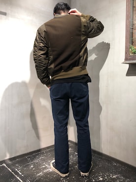 「アイテム（スタジャン）」を使った、izakazuさん（メンズ・178cm・30代）の秋コーディネート