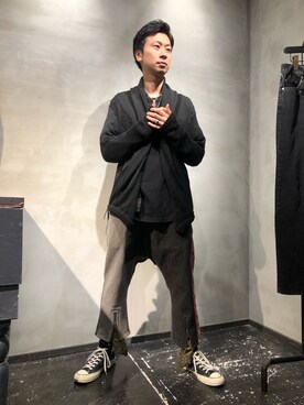 「KMRii（ケムリ）のアイテム（カーディガン/ボレロ）」を使った、izakazuさん（メンズ・178cm）の冬コーディネート