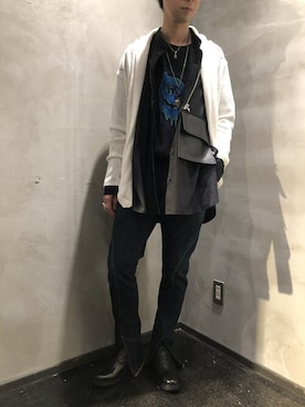 「KMRii（ケムリ）のアイテム（カーディガン/ボレロ）」を使った、izakazuさん（メンズ・178cm）の冬コーディネート