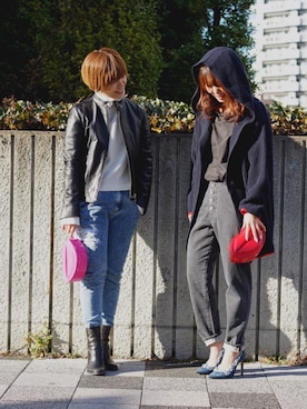 「DIESEL（ディーゼル）の00S7W50EARQ（その他アウター）」を使った、まおさん（レディース・157cm）の冬コーディネート