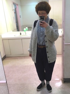 「ギンガムチェックシャツ」｜透さん（レディース・154cm・30代）の冬コーディネート