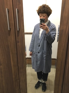 「クルクルパーマ」｜「アイテム（ジャケット/アウター）」を使った、透さん（レディース・154cm）の春コーディネート