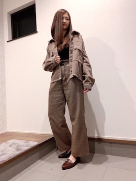 「ガンクラブチェック」｜「アイテム（その他アウター）」を使った、kmikaさん（レディース・163cm）の冬コーディネート