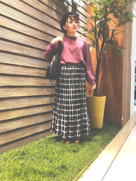 「USAコットン」｜「アイテム（ハンチング/ベレー帽）」を使った、でんぴさん（レディース・154cm）の秋コーディネート