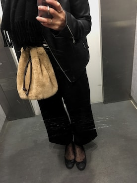 「ペタンコ靴」｜「アイテム（スラックス）」を使った、sayakaさん（レディース・152cm）の冬コーディネート