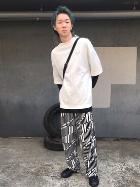 「MYne（マイン）のアイテム（その他パンツ）」を使った、たくやさん（メンズ・172cm）の春コーディネート