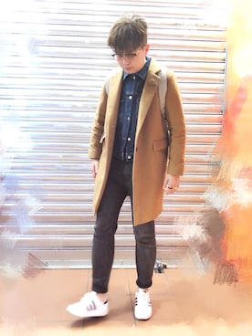 「PULL&BEAR（プルアンドベア）のアイテム（デニムパンツ）」を使った、WOOD. ASTROさん（メンズ・169cm）の冬コーディネート