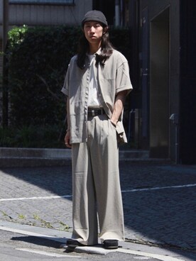 セットアップ ベージュ系 を使ったメンズ人気ファッションコーディネート 髪型 ロングヘアー Wear