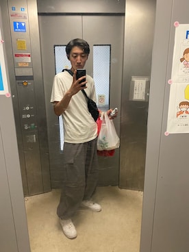 「乱痴気（ランチキ）のアイテム（パンツ）」を使った、たむさん（メンズ・180cm）の夏コーディネート