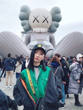 「MISBHV（ミスビヘイブ）のアイテム（帽子）」を使った、Ravenさん（レディース・170cm）の冬コーディネート