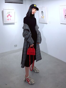 「MISBHV（ミスビヘイブ）のアイテム（帽子）」を使った、Ravenさん（レディース・170cm）の冬コーディネート