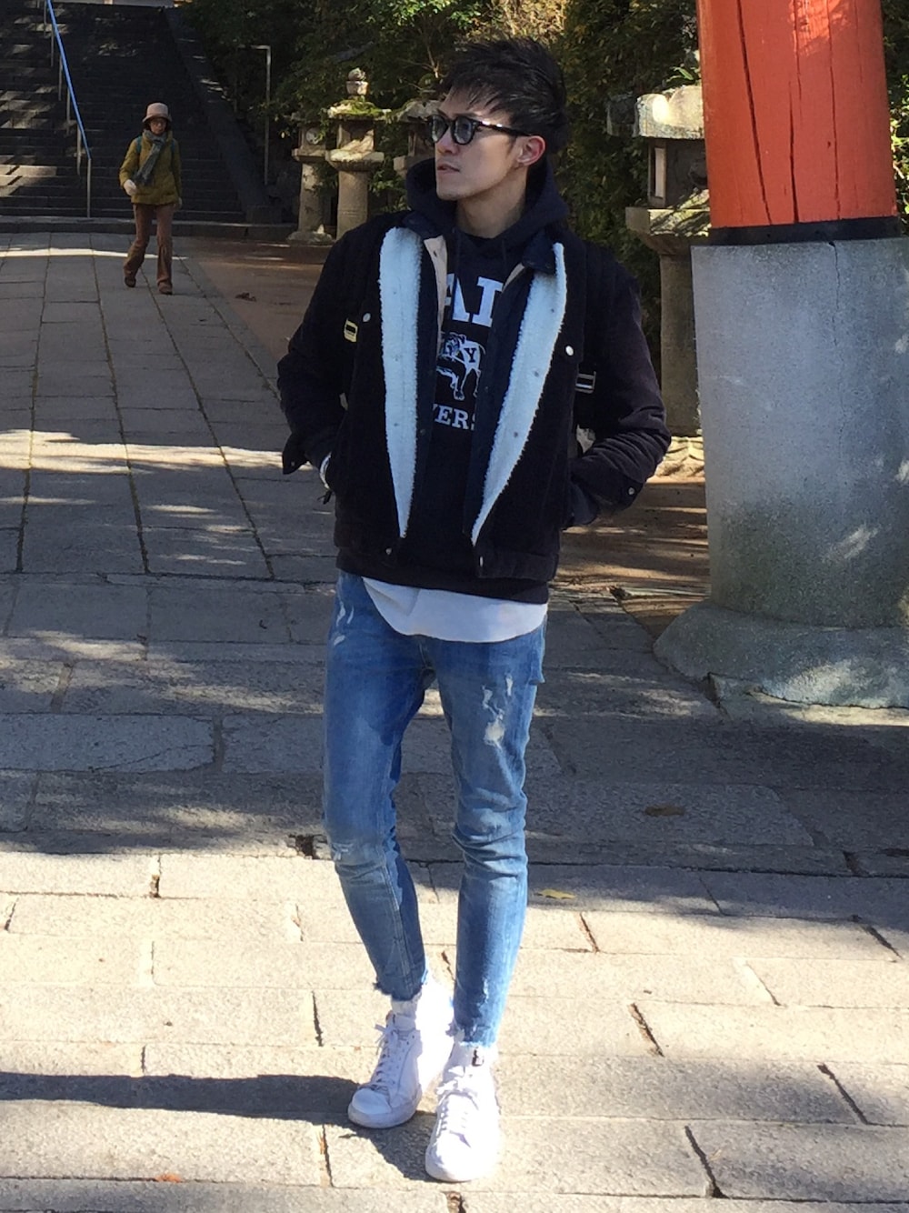 ZARA ライトブルー ジップフロントデニムパーカー L デニムパンツ