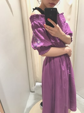 「アイテム（ワンピース/ドレス、パープル系）」を使った、AZUMIさん（レディース・161cm）の夏コーディネート