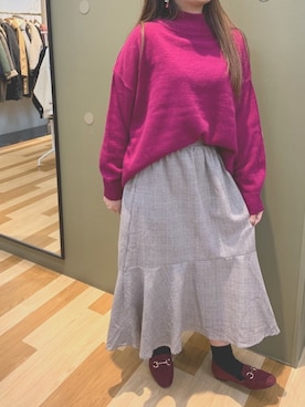 「グレンチェック」｜「アイテム（チュニック）」を使った、ㅁㅈㅋさん（レディース・156cm）の秋コーディネート