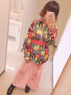 「WC（ダブル シー）のアイテム（デニムパンツ）」を使った、きゃさりんさん（レディース・160cm）の春コーディネート