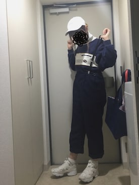 「白キャップ」｜「アイテム（スウェット）」を使った、とりさん（レディース・165cm）の冬コーディネート