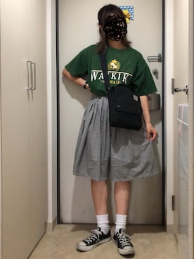 「カラーTシャツ」｜「アイテム（ワンピース/ドレス）」を使った、とりさん（レディース・165cm）の夏コーディネート