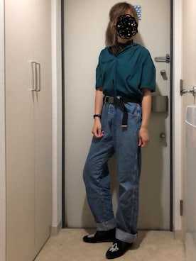 「フリルネック」｜「アイテム（スリッポン）」を使った、とりさん（レディース・165cm）の夏コーディネート