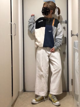 「Re:make（リメイク）のアイテム（スウェット）」を使った、とりさん（レディース・165cm）の冬コーディネート