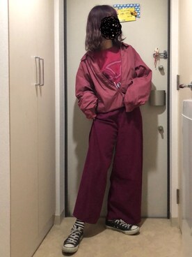 「ボーダーソックス」｜「アイテム（ブルゾン）」を使った、とりさん（レディース・165cm）の冬コーディネート