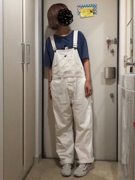 「moussy」｜「アイテム（サロペット/オーバーオール）」を使った、とりさん（レディース・165cm）の夏コーディネート
