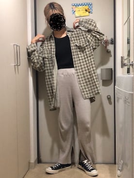 「リブニットパンツ」｜とりさん（レディース・165cm）の秋コーディネート