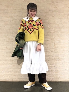 「チャックテイラー」｜「アイテム（ワンピース/ドレス）」を使った、とりさん（レディース・165cm）の冬コーディネート