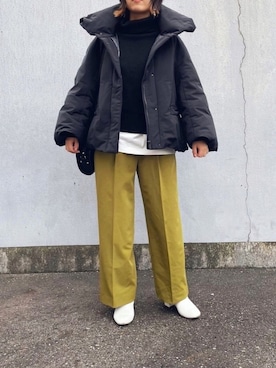 「MHL.」｜「アイテム（ダウンジャケット/コート）」を使った、minamuxxさん（レディース・155cm）の冬コーディネート