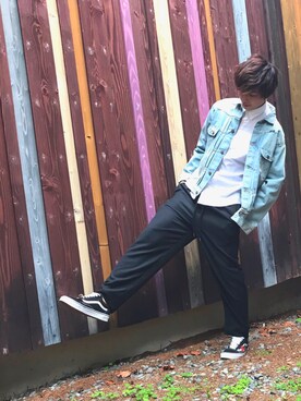 「AZUL by moussy（アズールバイマウジー）のアイテム（デニムジャケット）」を使った、yutoさん（メンズ・178cm）の秋コーディネート