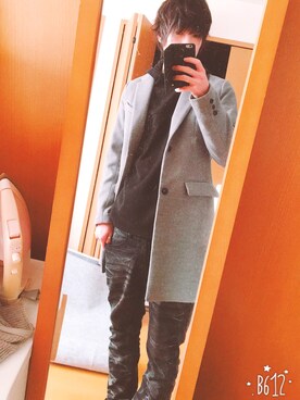 「semantic design（セマンティックデザイン）のアイテム（チェスターコート）」を使った、kenさん（メンズ・178cm）の冬コーディネート