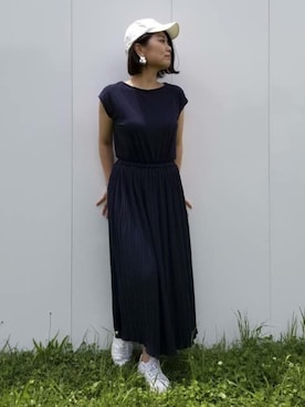 「COMME CA ISM（コムサイズム）のアイテム（帽子）」を使った、COMME CA ISM STAFFさん（レディース・160cm）の夏コーディネート