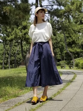 「COMME CA ISM（コムサイズム）のアイテム（帽子）」を使った、COMME CA ISM STAFFさん（レディース・162cm）の夏コーディネート