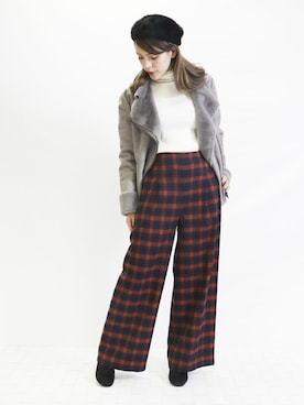 「COMME CA ISM（コムサイズム）のアイテム（ハンチング/ベレー帽）」を使った、COMME CA ISM STAFFさん（レディース・164cm）の冬コーディネート