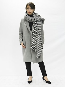 「COMME CA ISM（コムサイズム）のアイテム（チェスターコート）」を使った、COMME CA ISM STAFFさん（レディース・162cm）の冬コーディネート