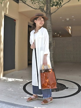 「COMME CA ISM（コムサイズム）のアイテム（シャツワンピース）」を使った、COMME CA ISM STAFFさん（レディース・164cm）の春コーディネート