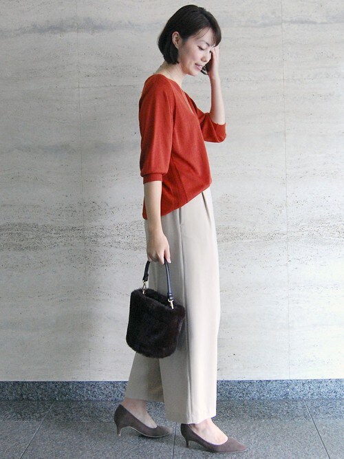 Smooth Collar Knit ベージュ ニットセーター セール】open neck bow knit（ニット/セーター）｜CODE A