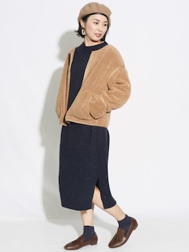 「ロングニットワンピ」｜COMME CA ISM STAFFさん（レディース・163cm）の冬コーディネート