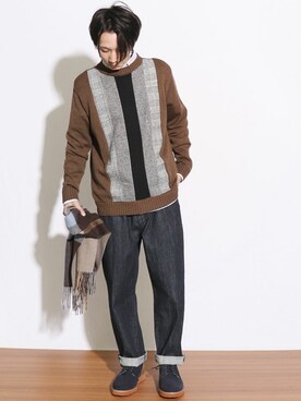 「COMME　CA COMMUNE（コムサコミューン）のアイテム（その他シューズ）」を使った、COMME CA ISM STAFFさん（メンズ・168cm）の冬コーディネート