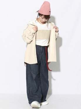 「ゆるカジ」｜「アイテム（帽子）」を使った、COMME CA ISM STAFFさん（レディース・150cm）の春コーディネート