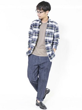 「テーパードデニム」｜「アイテム（ブルゾン）」を使った、COMME CA ISM STAFFさん（メンズ・173cm）の夏コーディネート