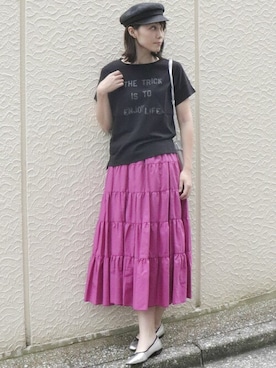 「COMME CA ISM（コムサイズム）のアイテム（帽子）」を使った、COMME CA ISM STAFFさん（レディース・168cm）の夏コーディネート