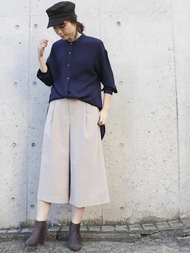 「COMME CA ISM（コムサイズム）のアイテム（帽子）」を使った、COMME CA ISM STAFFさん（レディース・168cm）の秋コーディネート