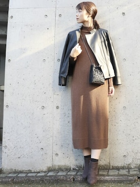 「COMME CA ISM（コムサイズム）のアイテム（ライダースジャケット）」を使った、COMME CA ISM STAFFさん（レディース・168cm）の秋コーディネート