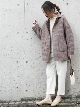 「ONIGIRI（オニギリ）のイヤリング（イヤリング）」を使った、COMME CA ISM STAFFさん（レディース・164cm）の秋コーディネート