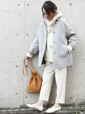 「ONIGIRI（オニギリ）のアイテム」を使った、COMME CA ISM STAFFさん（レディース・164cm）の冬コーディネート