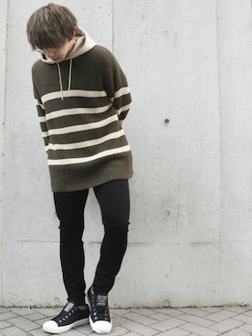 パーカーを使った ボーダーニット のメンズ人気ファッションコーディネート ユーザー ショップスタッフ Wear