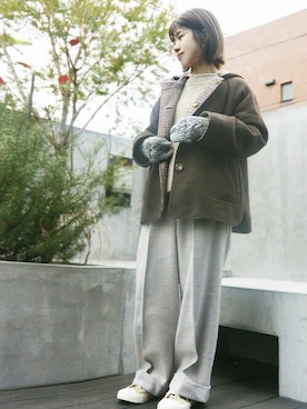 「ONIGIRI（オニギリ）のアイテム」を使った、COMME CA ISM STAFFさん（レディース・155cm）の冬コーディネート