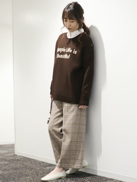 「ONIGIRI（オニギリ）のアイテム」を使った、COMME CA ISM STAFFさん（レディース・164cm）の冬コーディネート